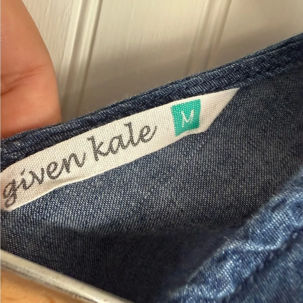 Given Kale Denim Dress Size Medium 100% Cotton Denim Dress - Picture 3 of 5